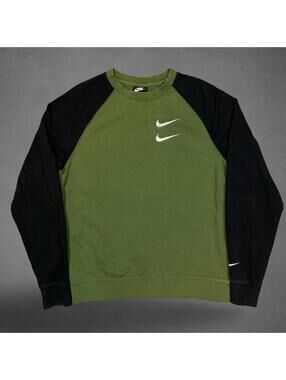 Nike Swoosh International Graphic Crewneck Sweatshirt Green Black Size Small